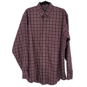 Brooks Brothers Men's 100% Cotton Red Plaid Non Iron Button Shirt Size Large